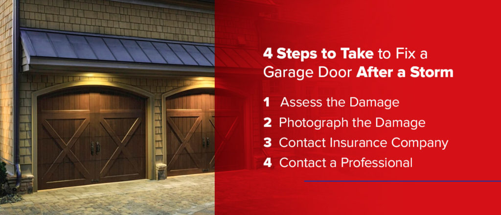4 steps to take to fix a garage door after a storm